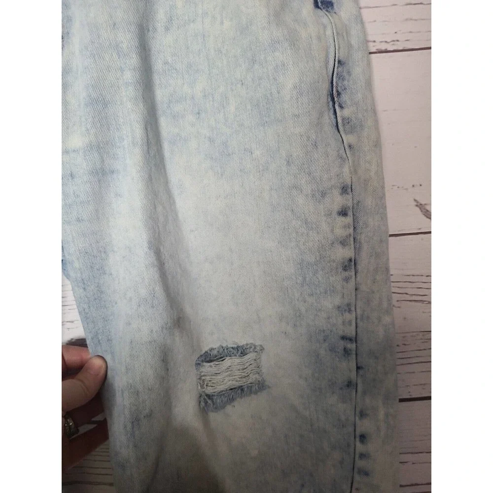 Jeanius Blue Denim Bermuda 100% Cotton Acid Wash Distressed Shorts Men's Size 34